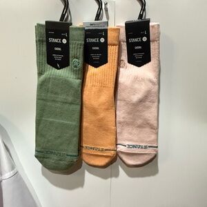 Stance Gray, Camo, and White Crew Socks Trio